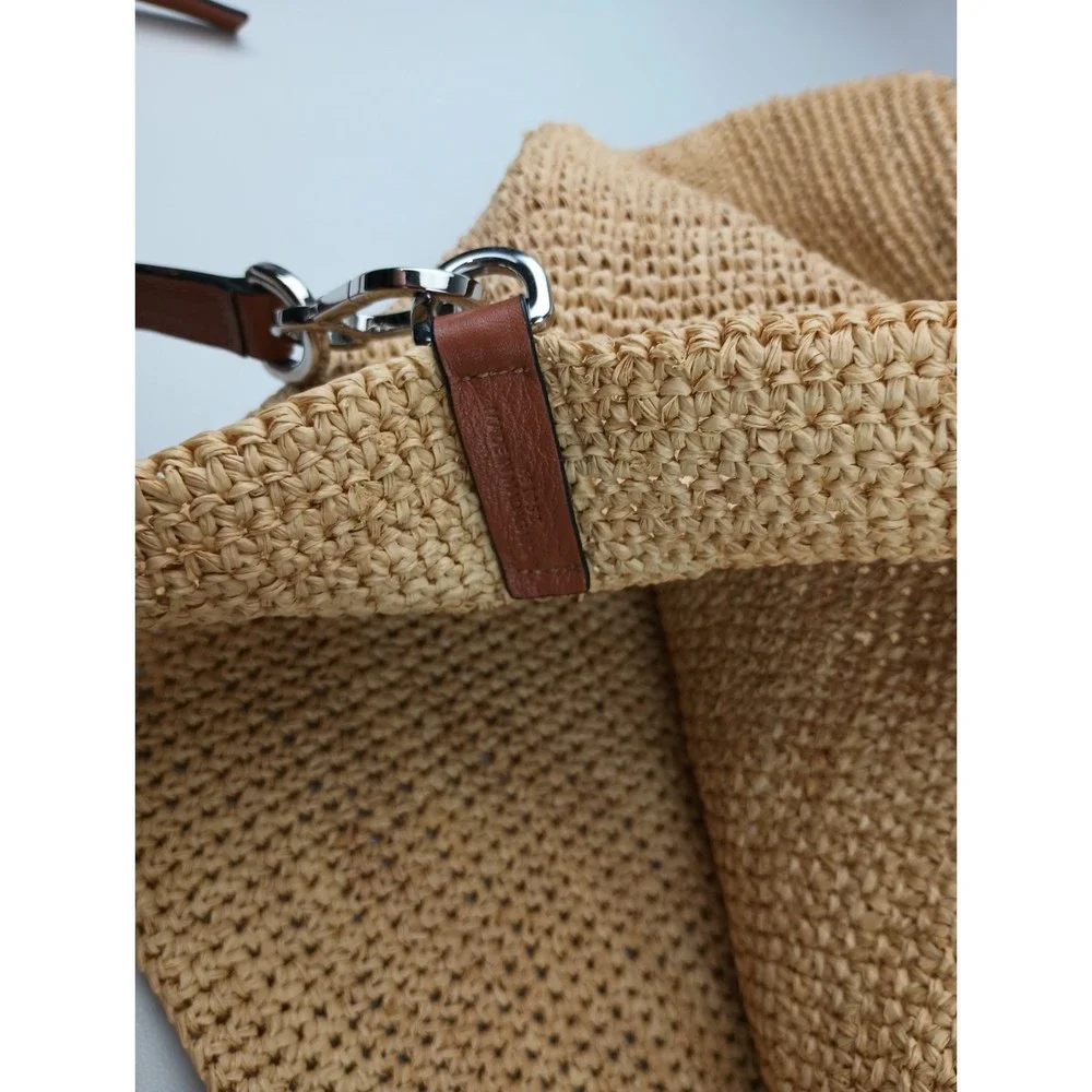 LOEWE x Paula’s Ibiza Slit Natural Brown Leather Raffia Hobo Tote Bag - Picture 3 of 7